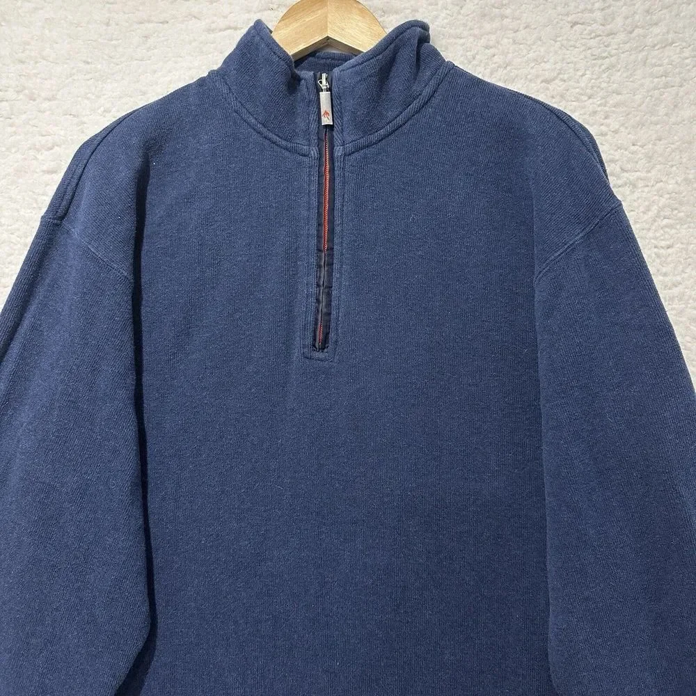 ORVIS Men's Navy Blue 1/4 Zip Pullover‎ Sweater Size Large